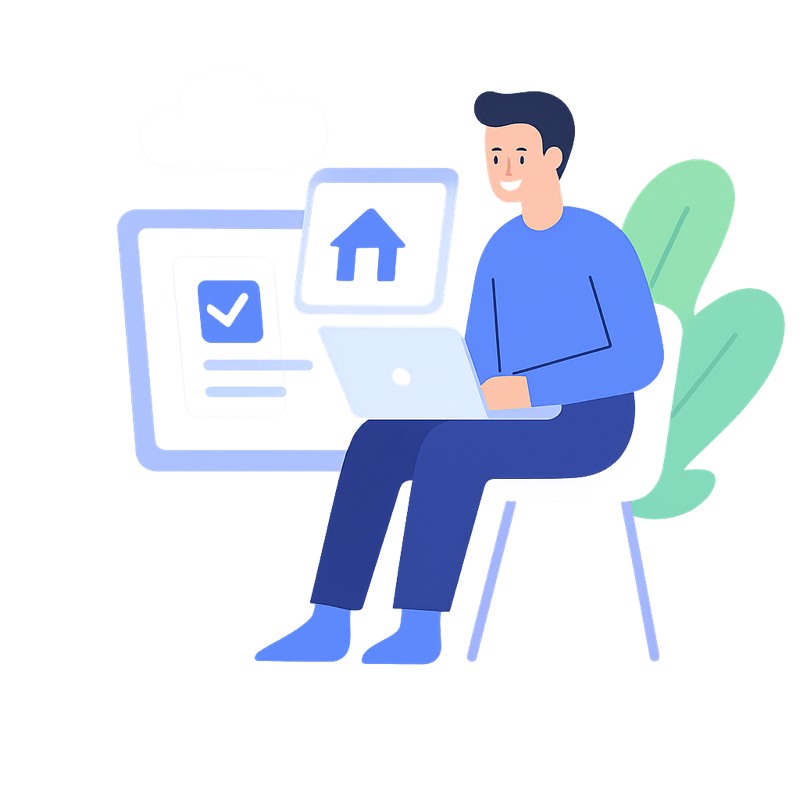 Profesional trabajando con herramientas digitales e información de vivienda